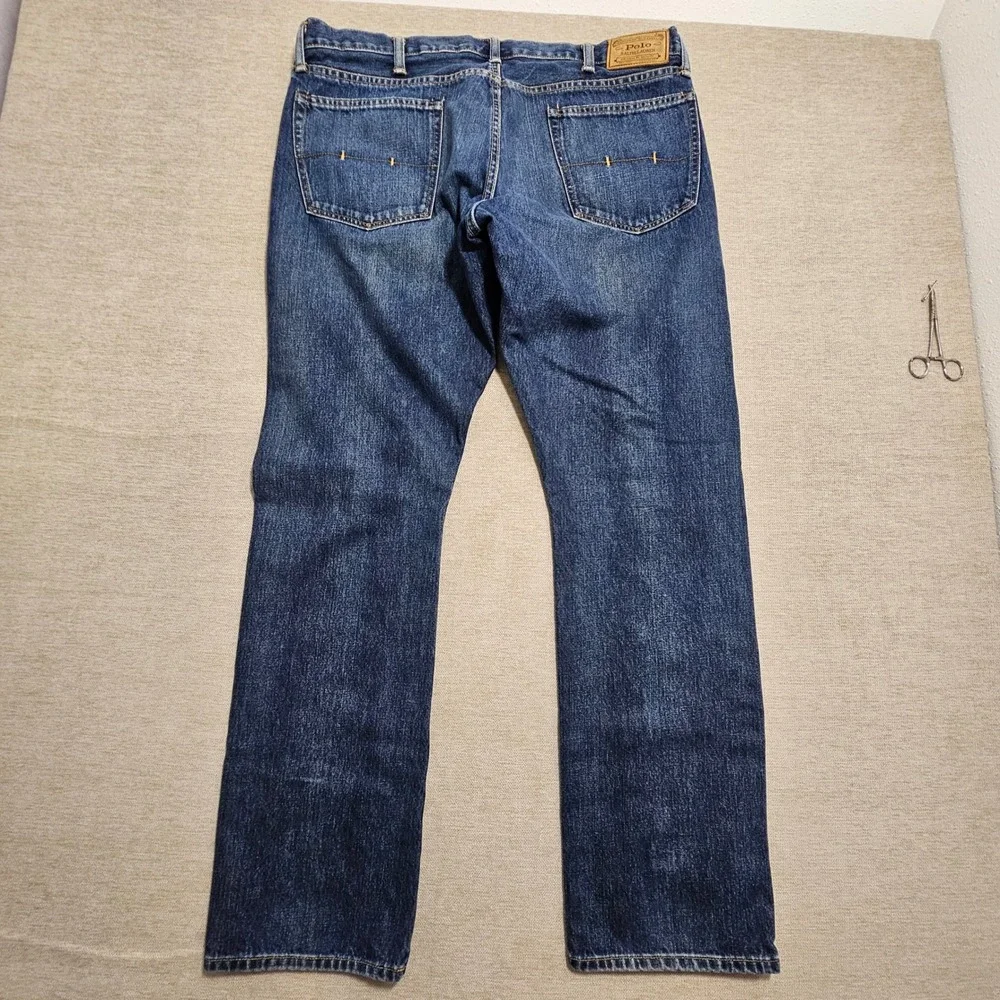 Polo Ralph Lauren Varick Slim Straight Jeans‎ Mens 38x32 Blue Warwick Wash Denim